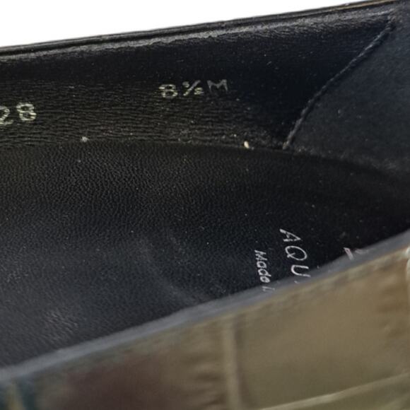 AQUATALIA Peony Black Croc Embossed Pump Size 8.5 Block Heel
